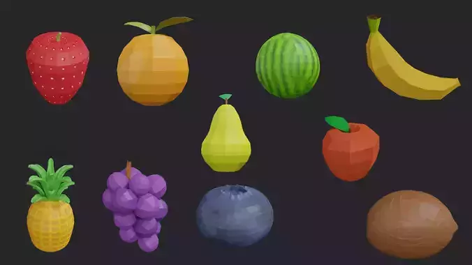 Stylized Fruits low and high Cartoon versions