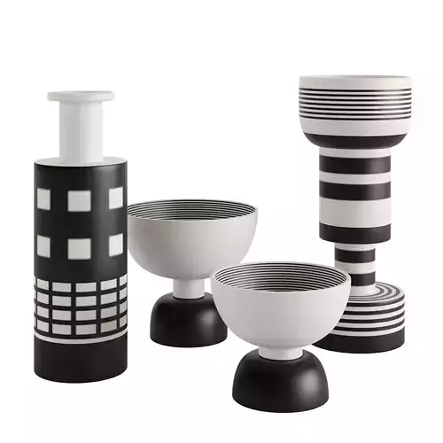 Black and white vase set by Ettore Sottsass 3D model
