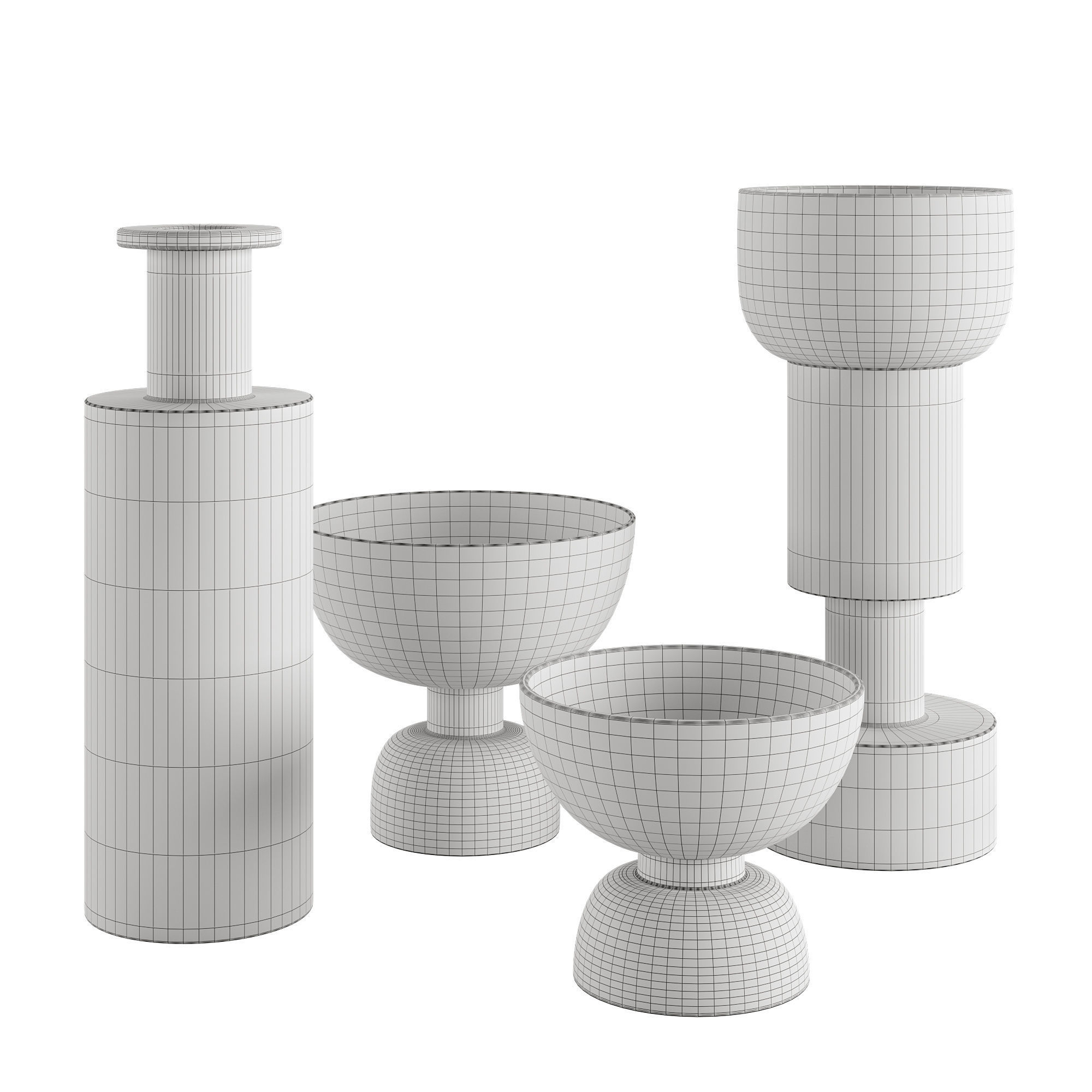 Black and white vase set by Ettore Sottsass 3D model_1