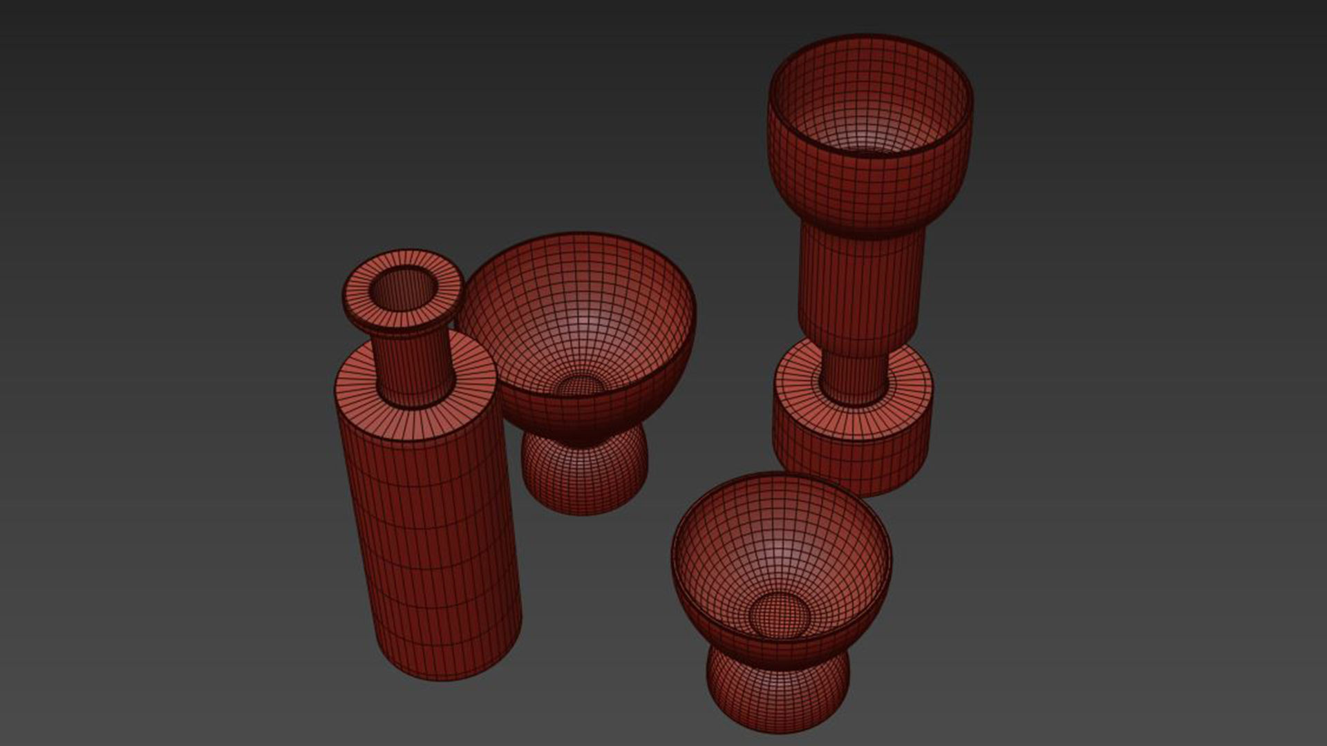 Black and white vase set by Ettore Sottsass 3D model_6