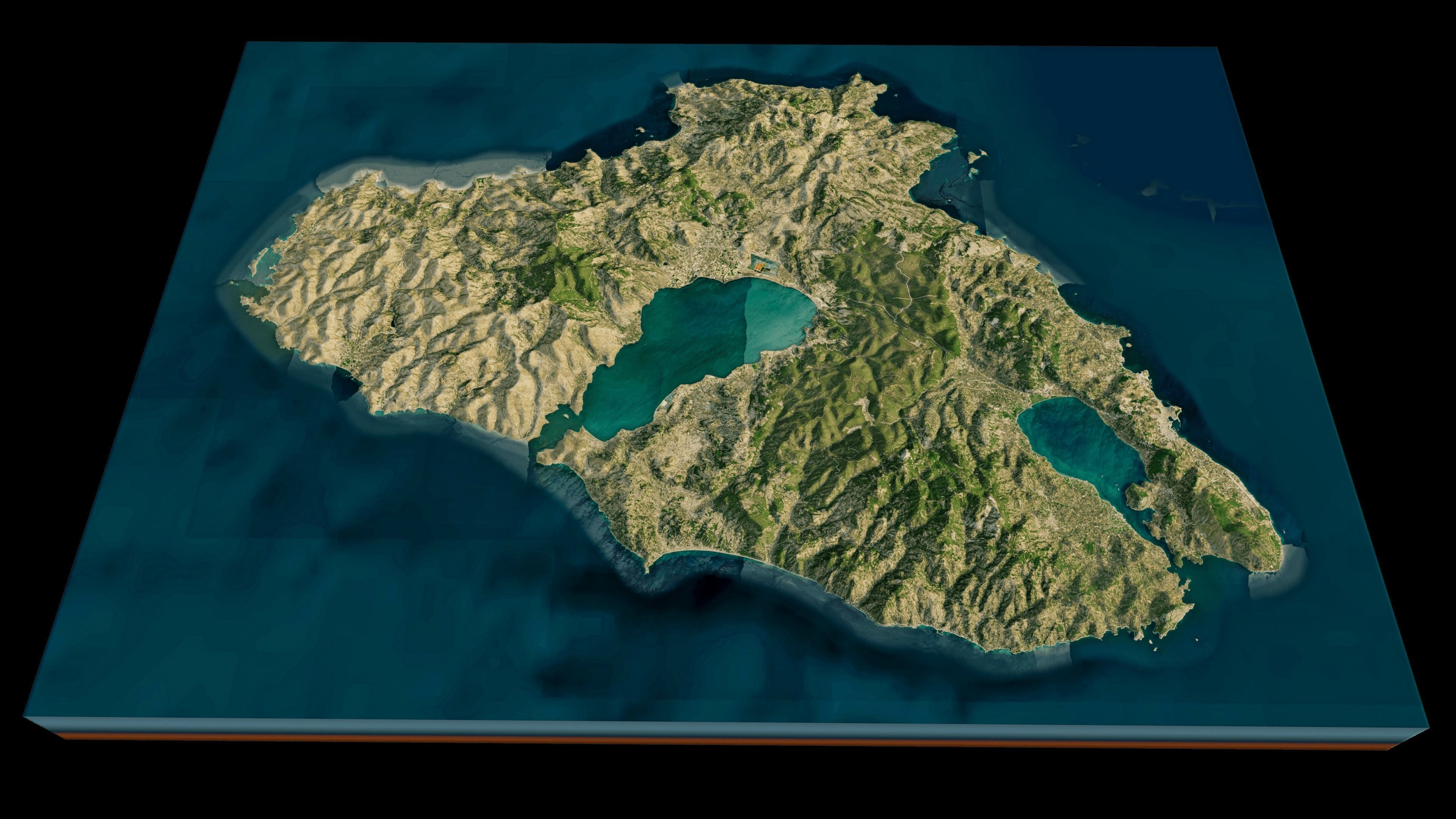 Lesbos Island full 3d model terrain Low-poly 3D model_1