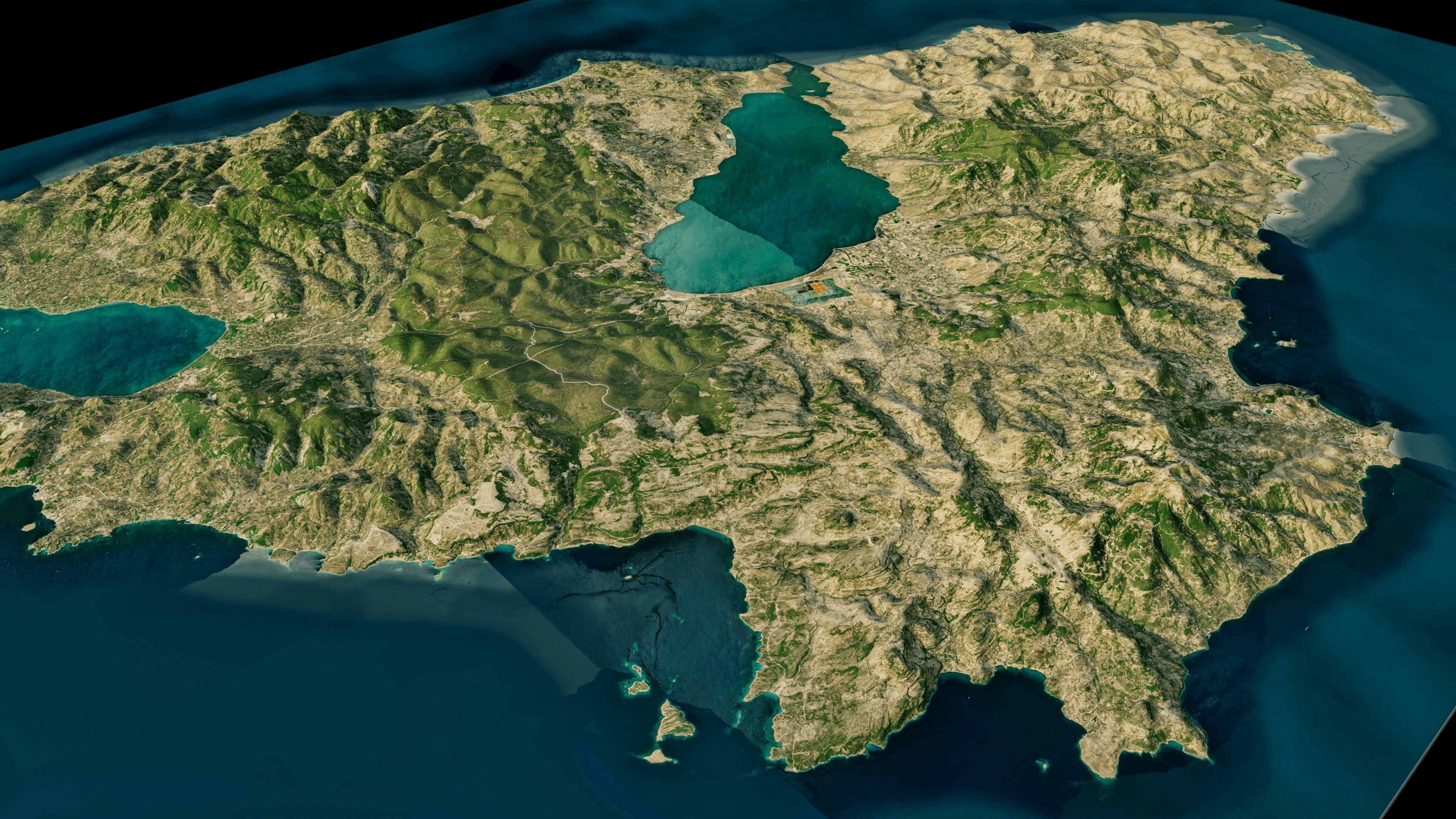 Lesbos Island full 3d model terrain Low-poly 3D model_10