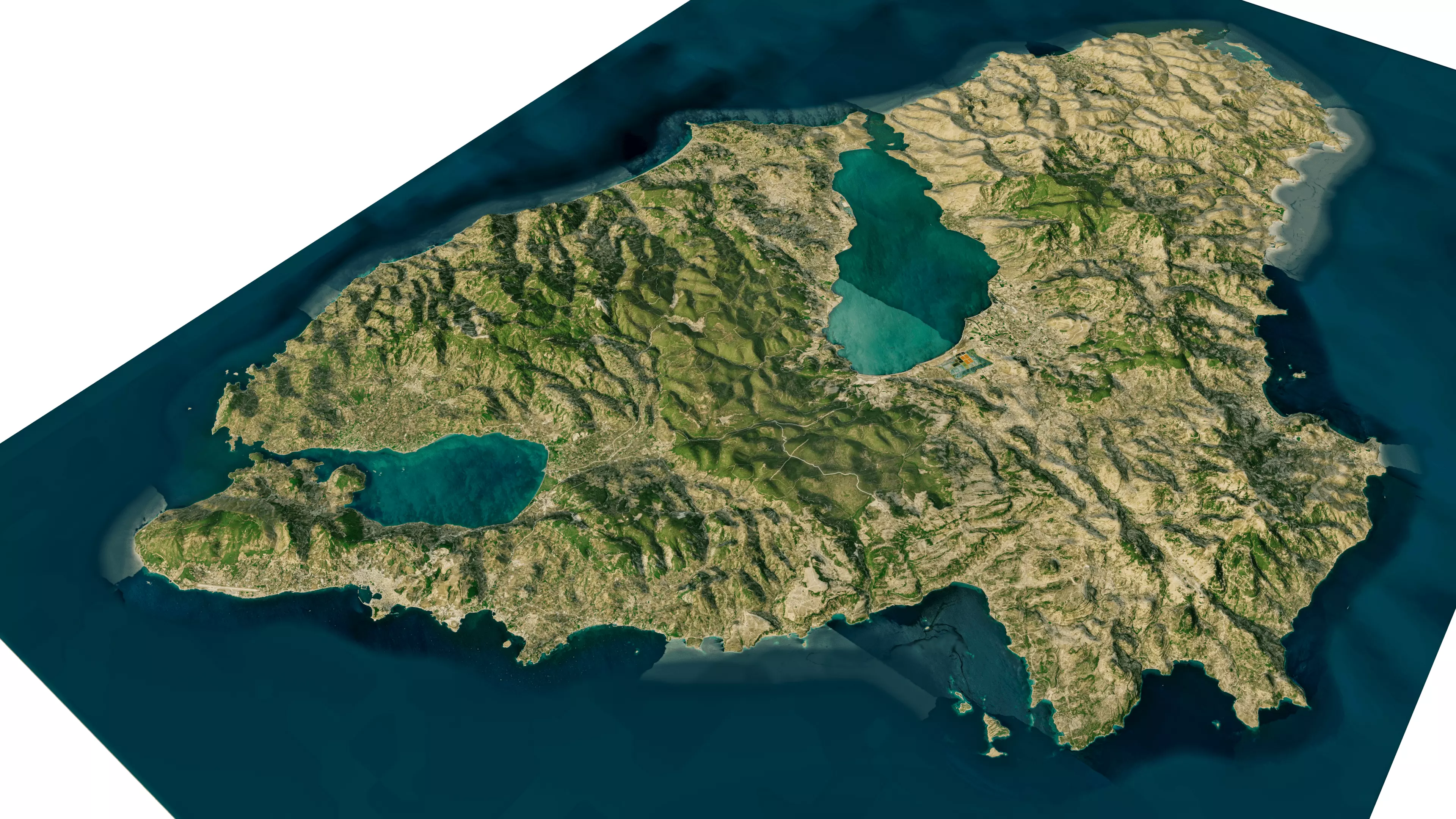 Lesbos Island full 3d model terrain Low-poly 3D model_0