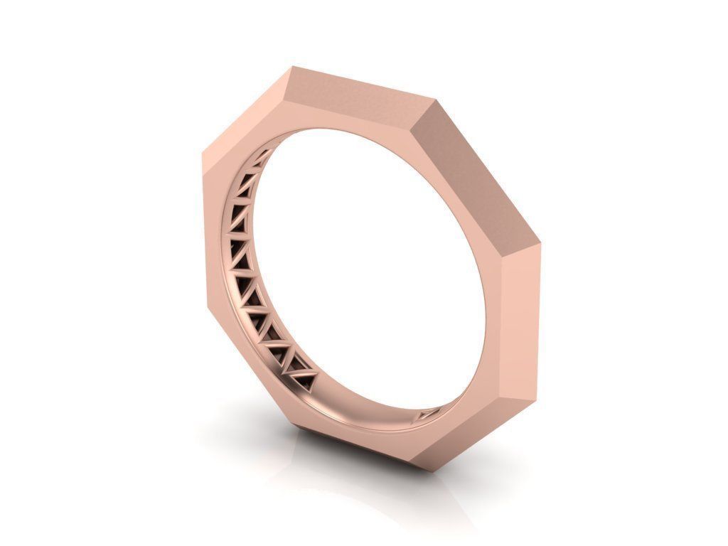 Full facet gold ring 3D print model_9