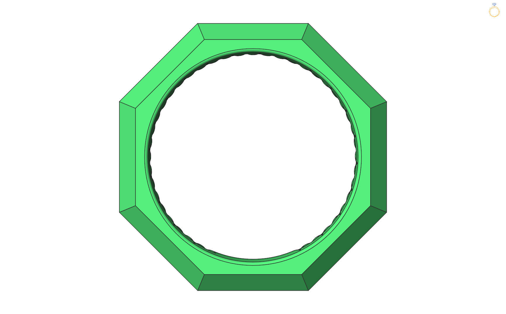 Full facet gold ring 3D print model_4