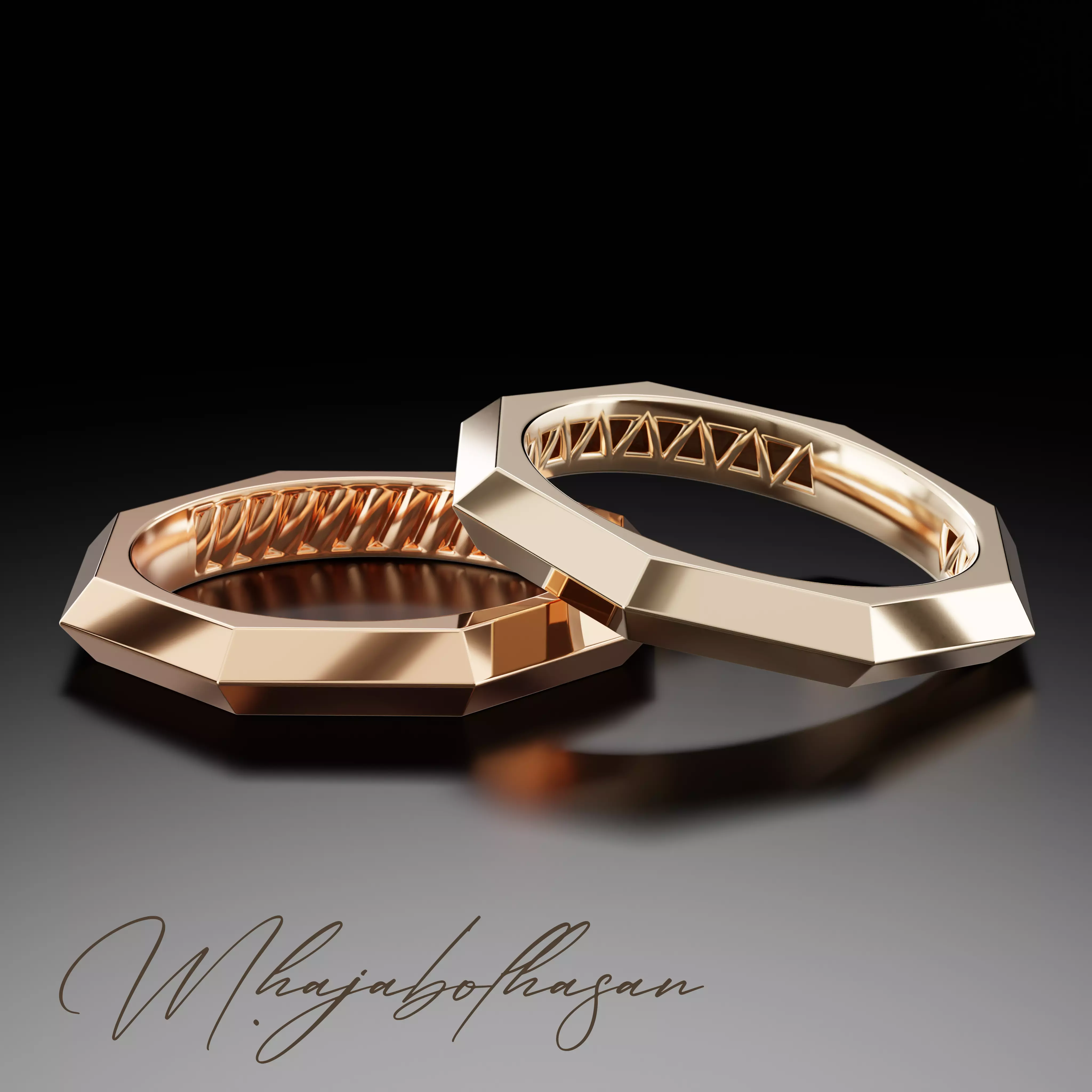 Full facet gold ring 3D print model_0