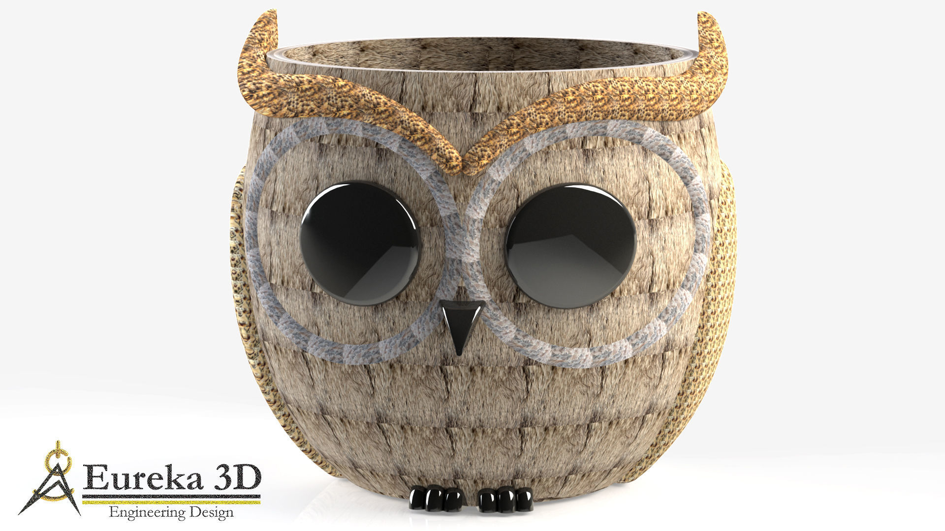 Owl flowerpot 2 3D print model_2