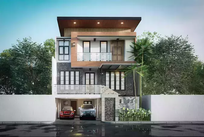 Scane D5 Exterior Kontemporer design and 3d exterior model