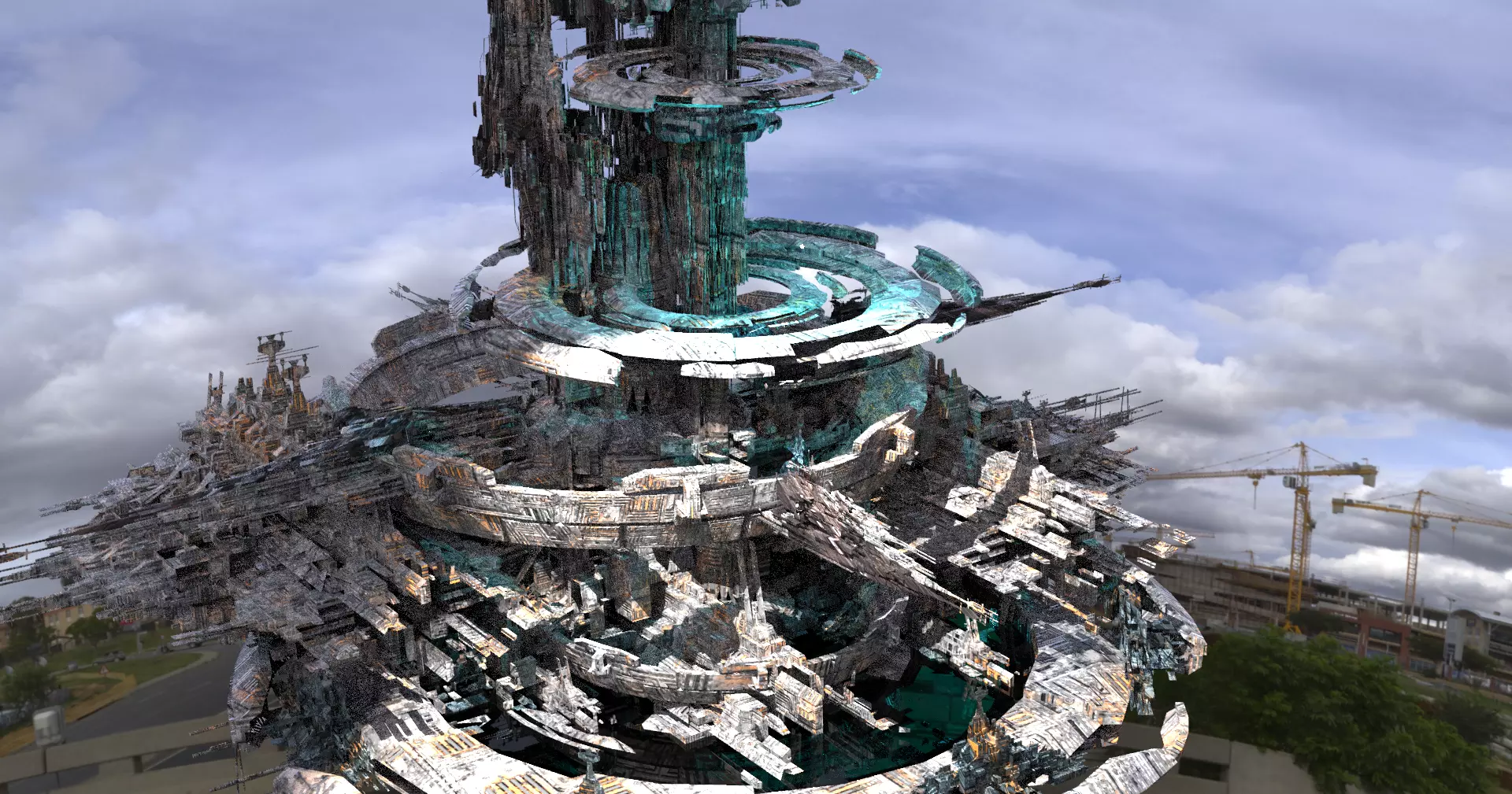 Cycle Ringed capital Districts base levels  Low-poly 3D model_0