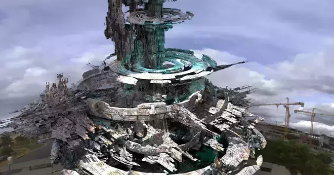 Cycle Ringed capital Districts base levels  Low-poly 3D model