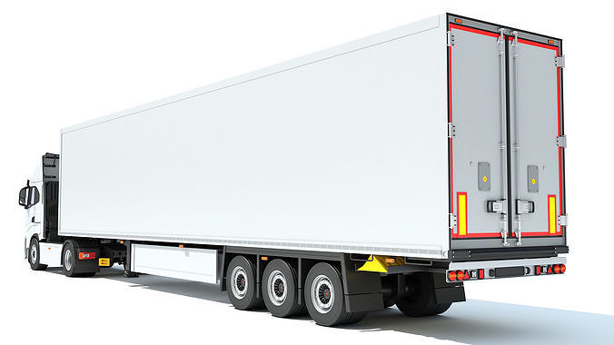 Truck with Refrigerator Trailer 3D model 5