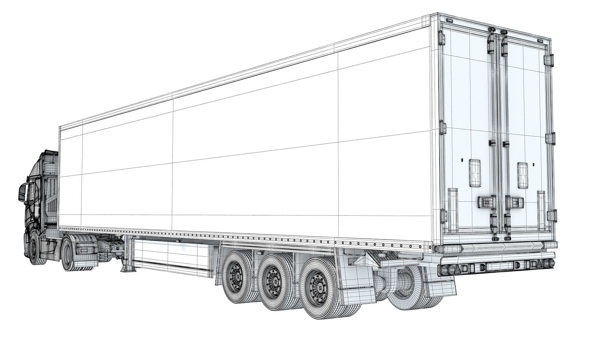 Truck with Refrigerator Trailer 3D model_17