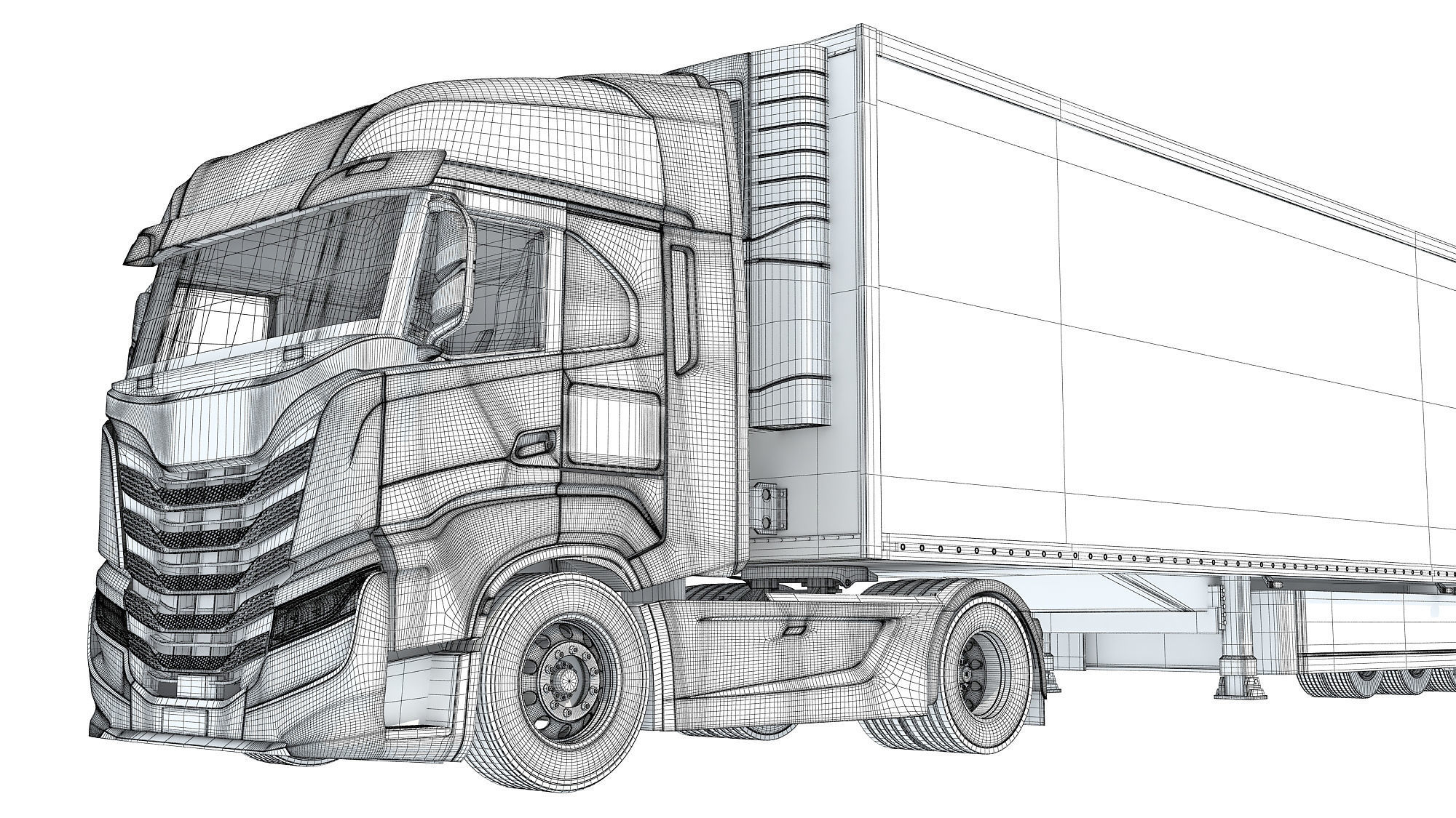Truck with Refrigerator Trailer 3D model_20