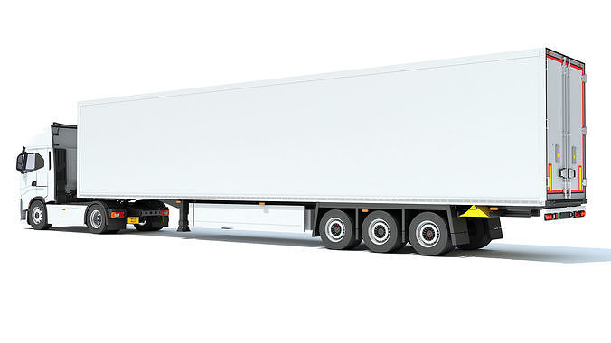 Truck with Refrigerator Trailer 3D model 4