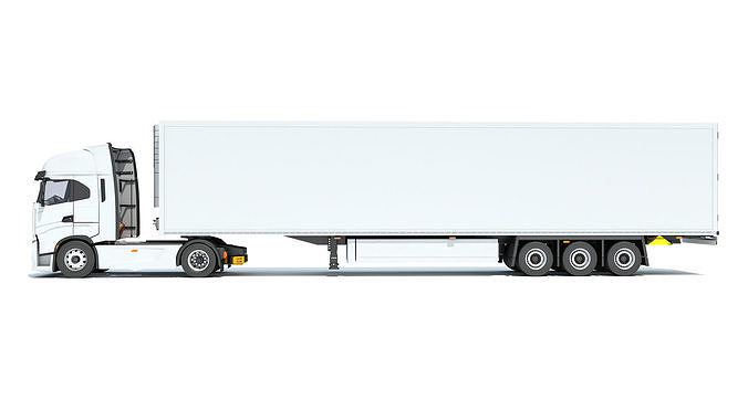 Truck with Refrigerator Trailer 3D model 3