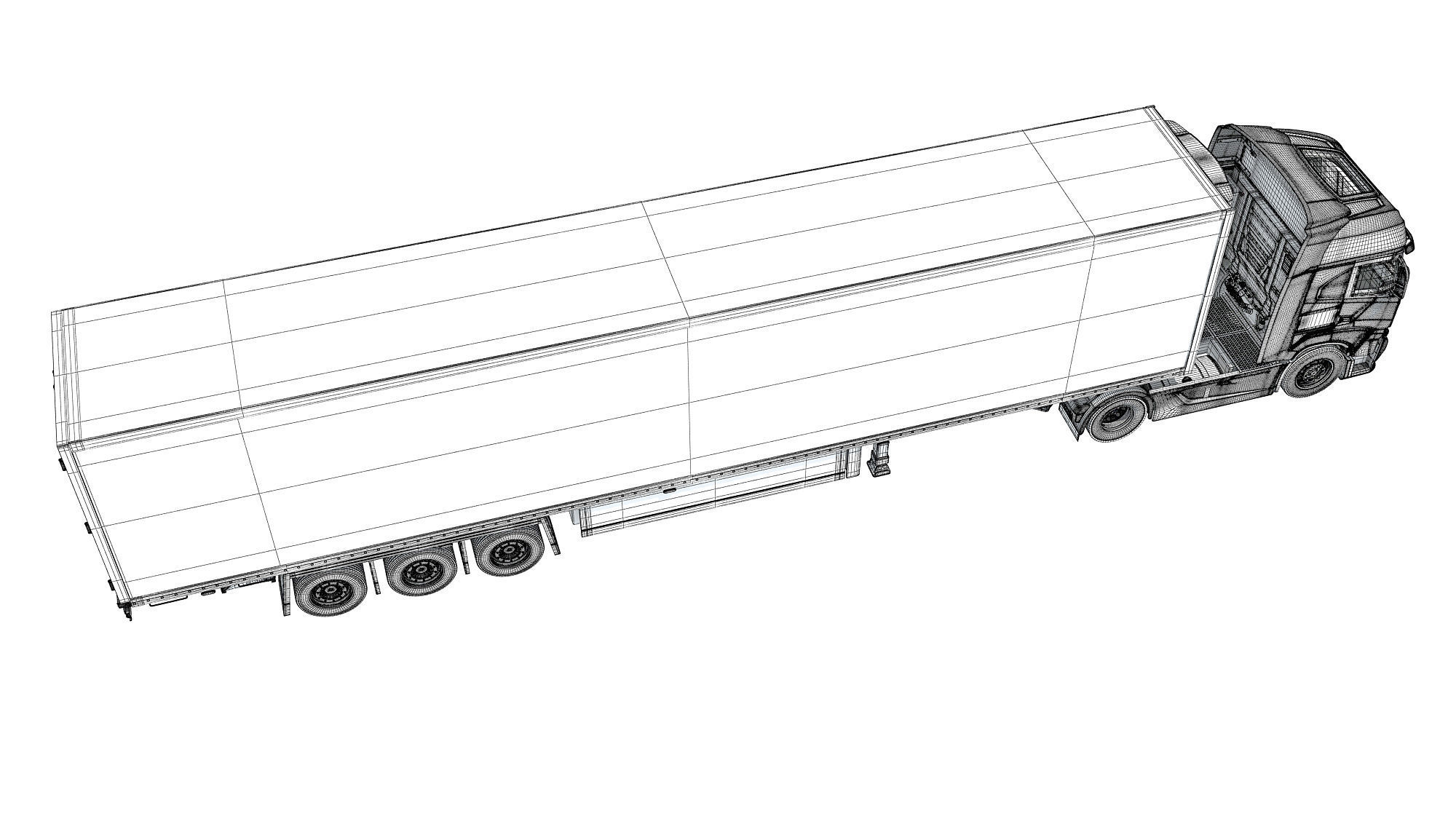 Truck with Refrigerator Trailer 3D model_18