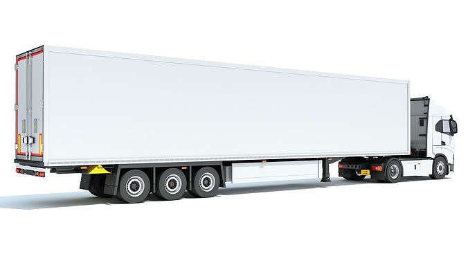 Truck with Refrigerator Trailer 3D model 6