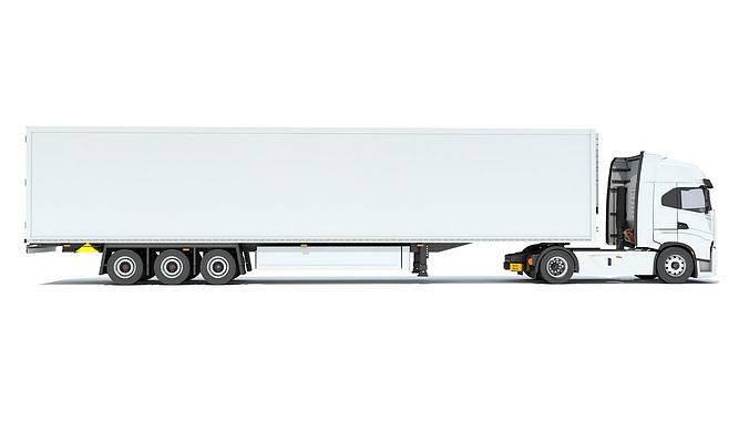Truck with Refrigerator Trailer 3D model 7