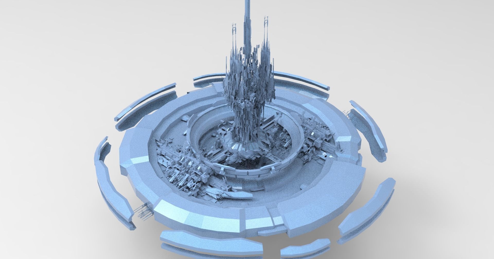 Hourglass Tide turner Tower 2 island cities Low-poly 3D model_2