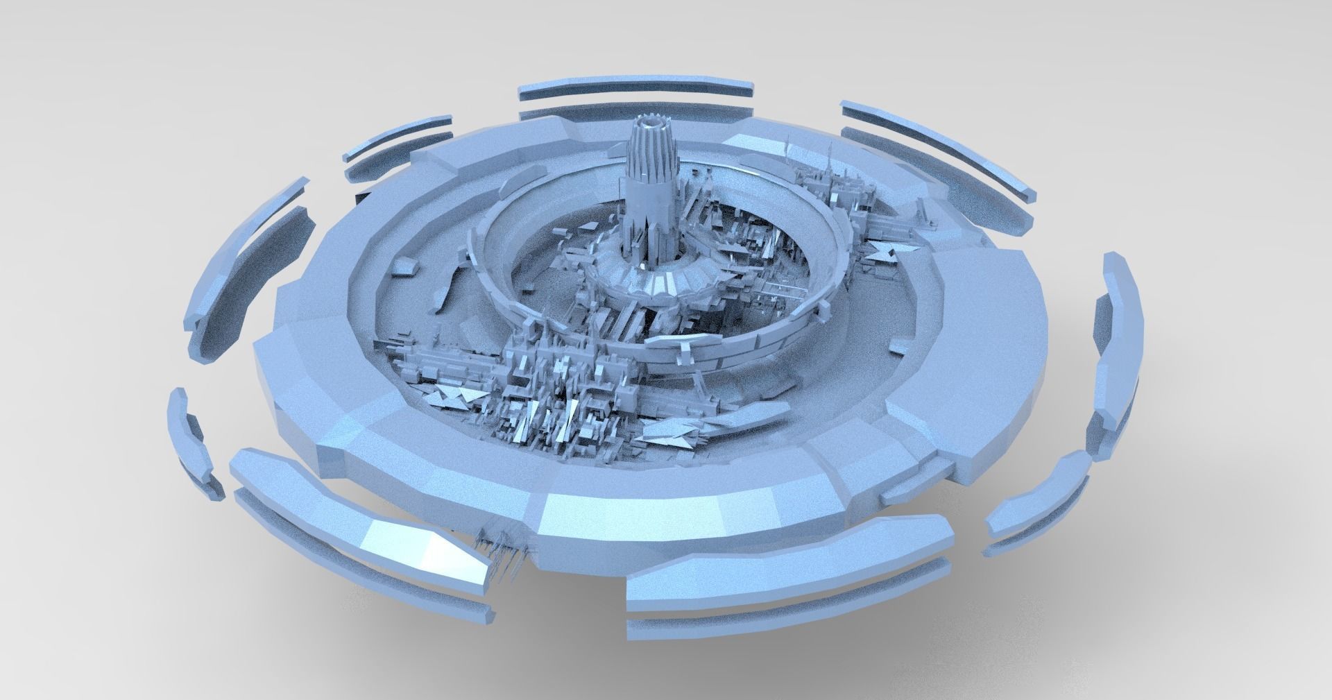 Cyberpunk Hourglass Tide turner Tower 2 island cities collection Low-poly 3D model_9