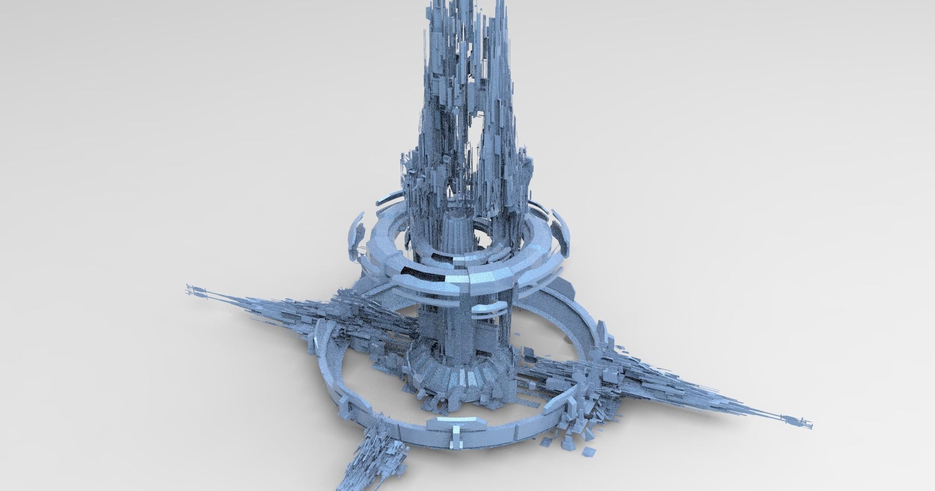 Cyberpunk Hourglass Tide turner Tower 2 island cities collection Low-poly 3D model_7