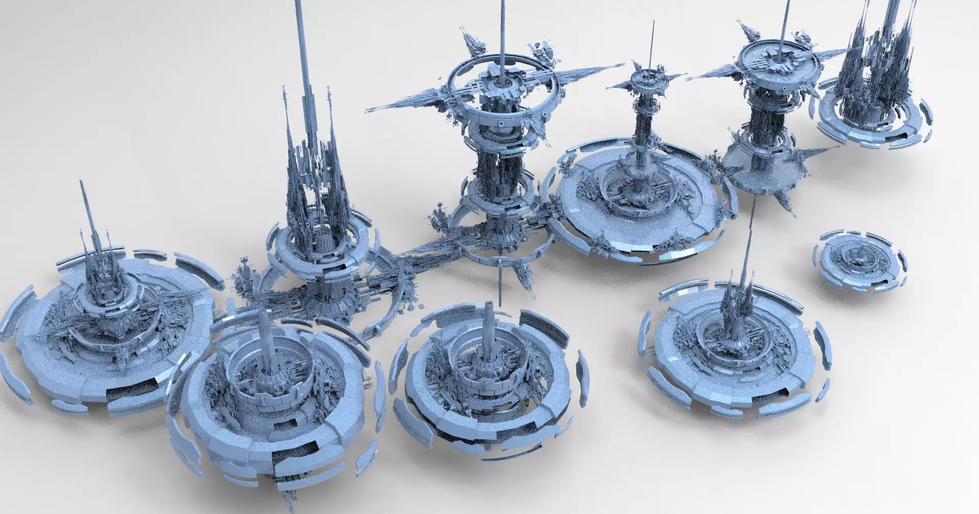 Cyberpunk Hourglass Tide turner Tower 2 island cities collection Low-poly 3D model_0