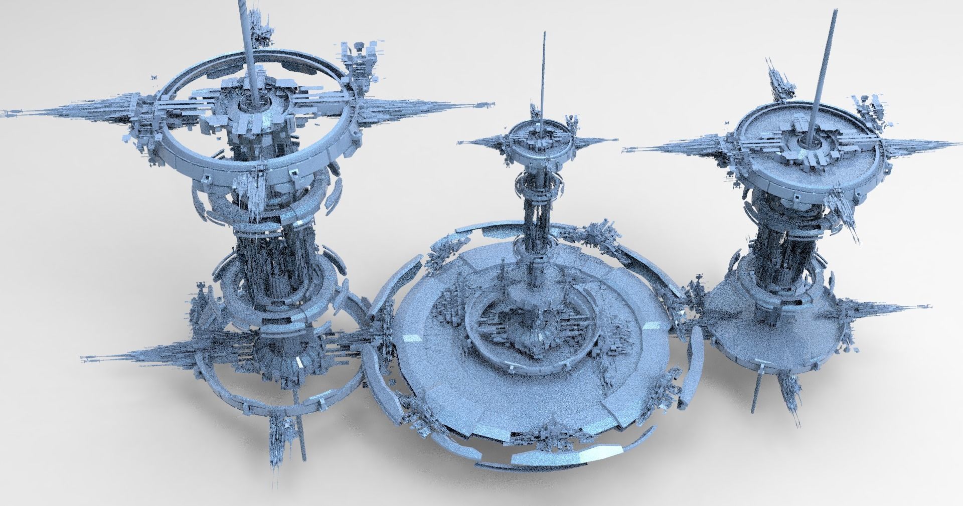Cyberpunk Hourglass Tide turner Tower 2 island cities collection Low-poly 3D model_1