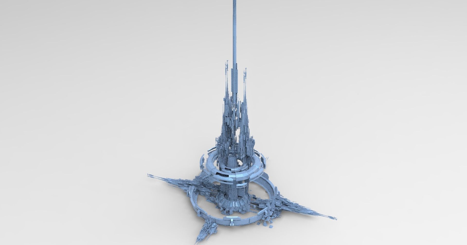 Cyberpunk Hourglass Tide turner Tower 2 island cities collection Low-poly 3D model_8