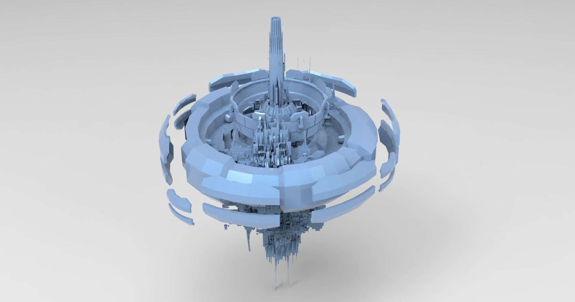 Cyberpunk Hourglass Tide turner Tower 2 island cities collection Low-poly 3D model_13