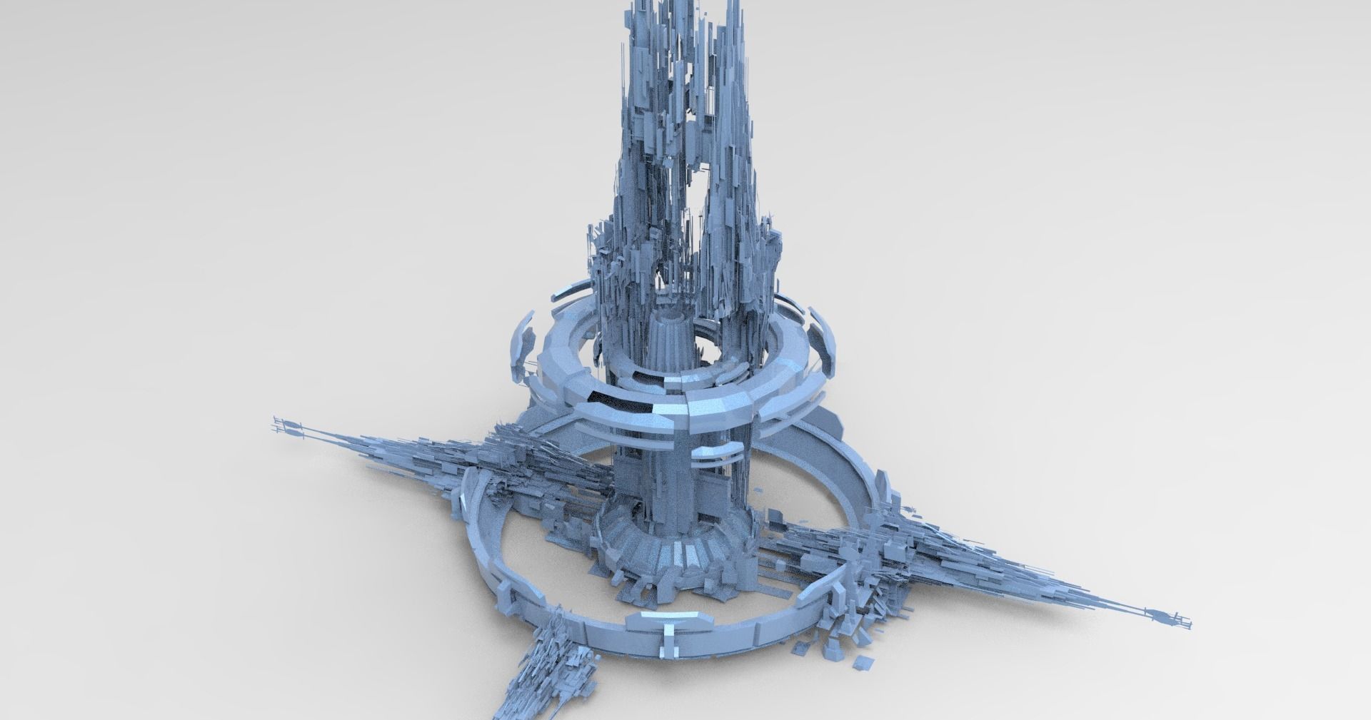 Cyberpunk Hourglass Tide turner Tower 2 island cities collection Low-poly 3D model_2