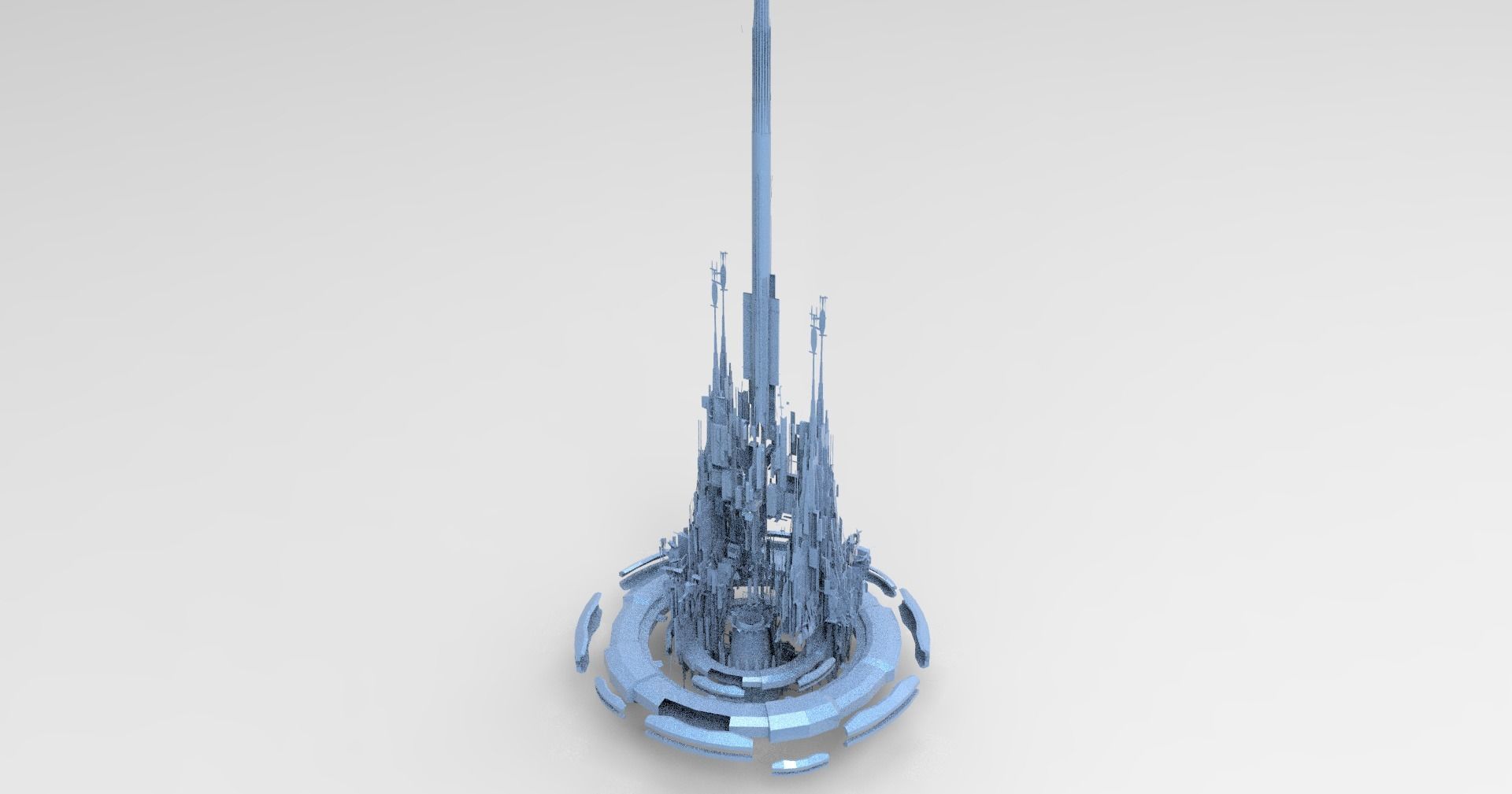 Cyberpunk Hourglass Tide turner Tower 2 island cities collection Low-poly 3D model_4