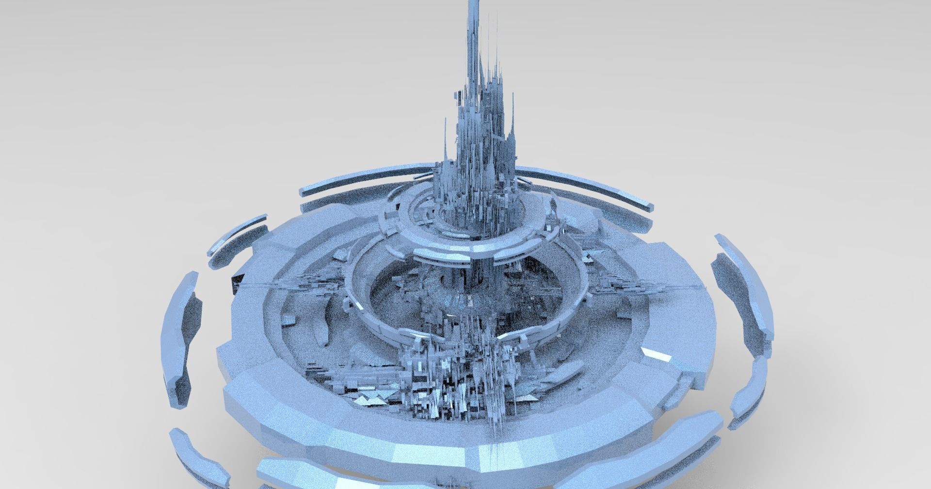 Cyberpunk Hourglass Tide turner Tower 2 island cities collection Low-poly 3D model_6