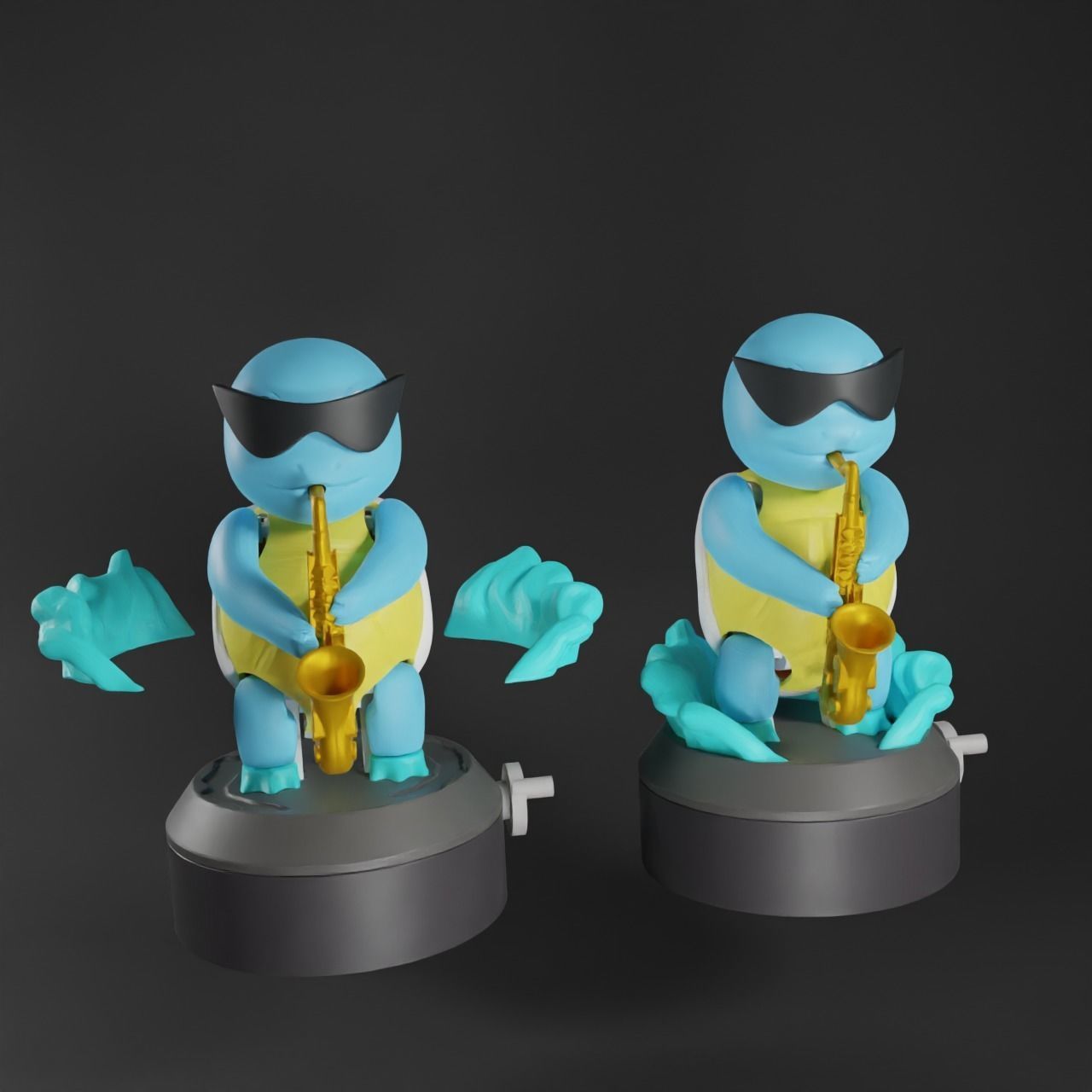 Pokemon Squirtle Saxophone Articulated flexible 3D print model_6