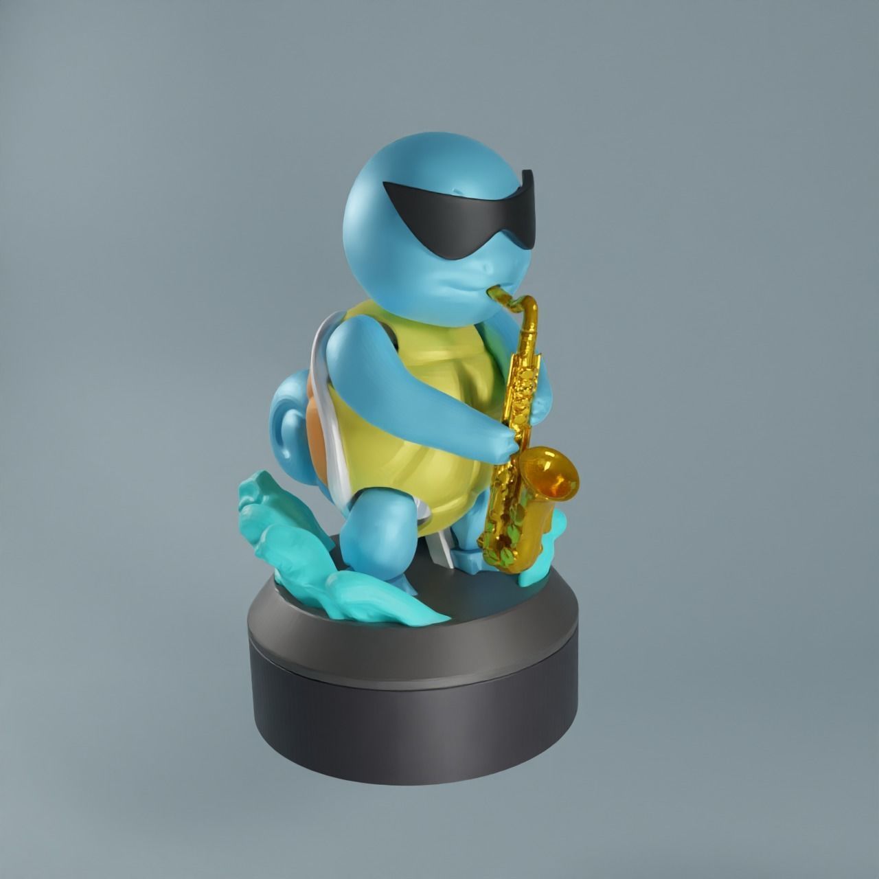 Pokemon Squirtle Saxophone Articulated flexible 3D print model_8