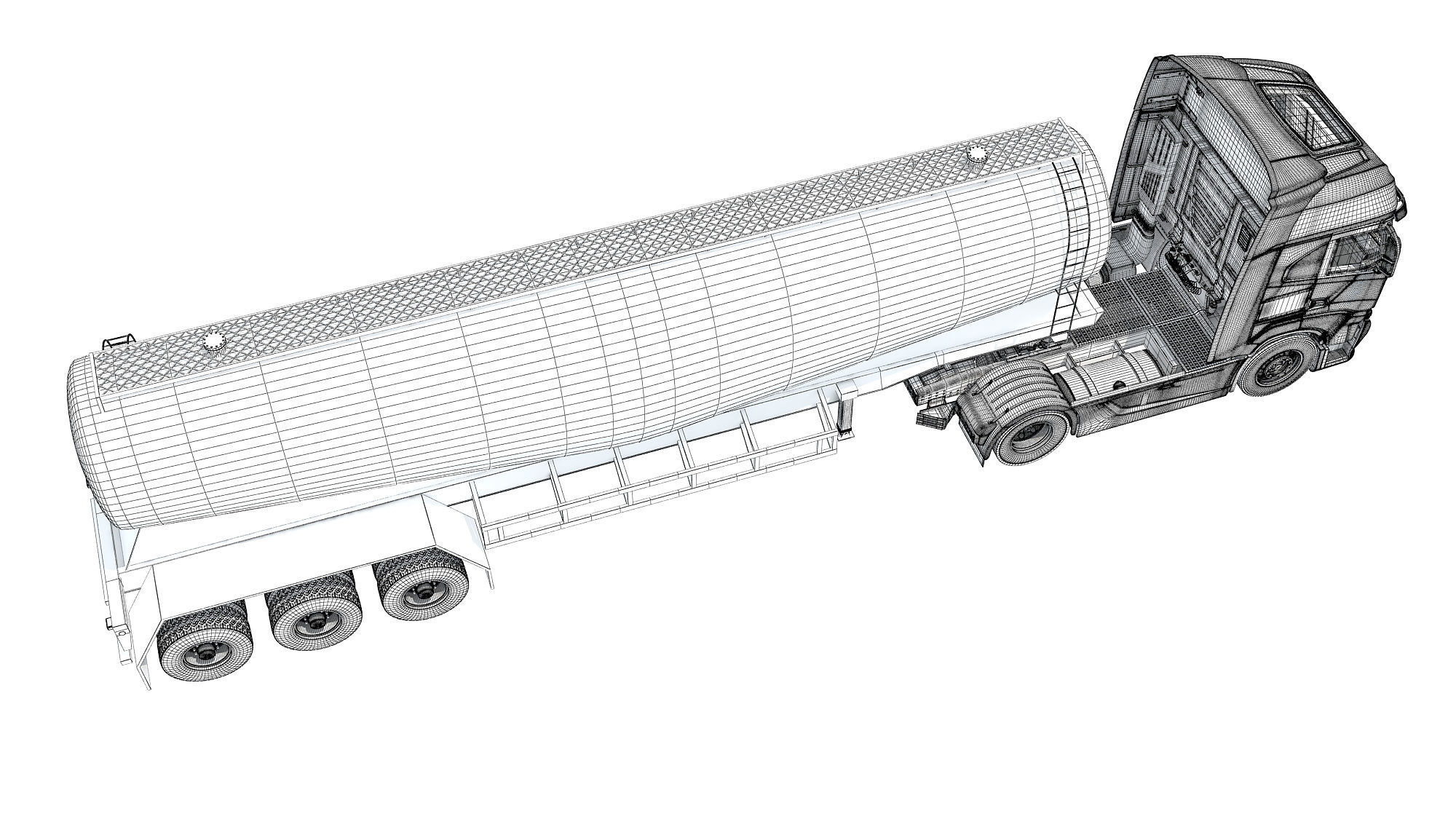 Heavy Truck with Tank Trailer 3D model_18