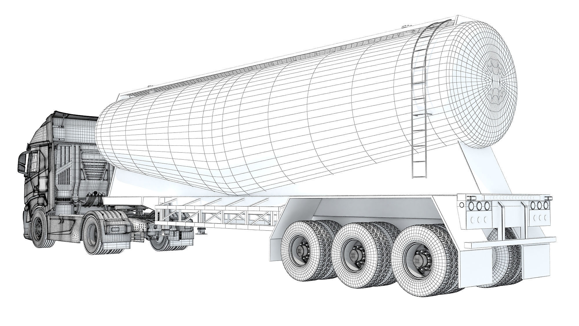 Heavy Truck with Tank Trailer 3D model_17