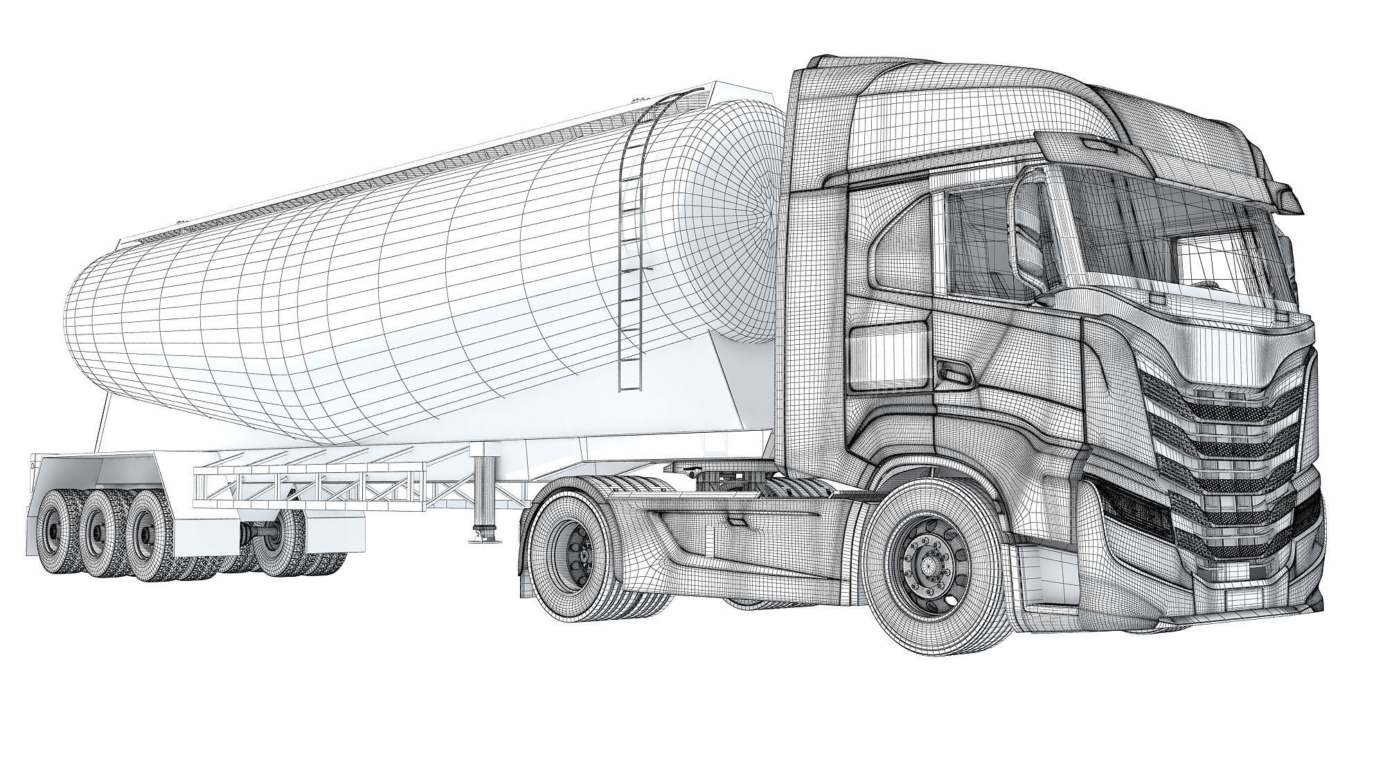 Heavy Truck with Tank Trailer 3D model_19