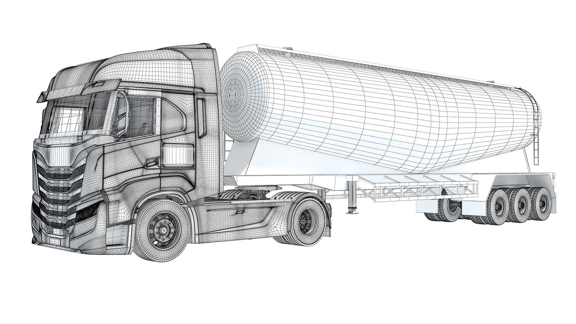 Heavy Truck with Tank Trailer 3D model_16