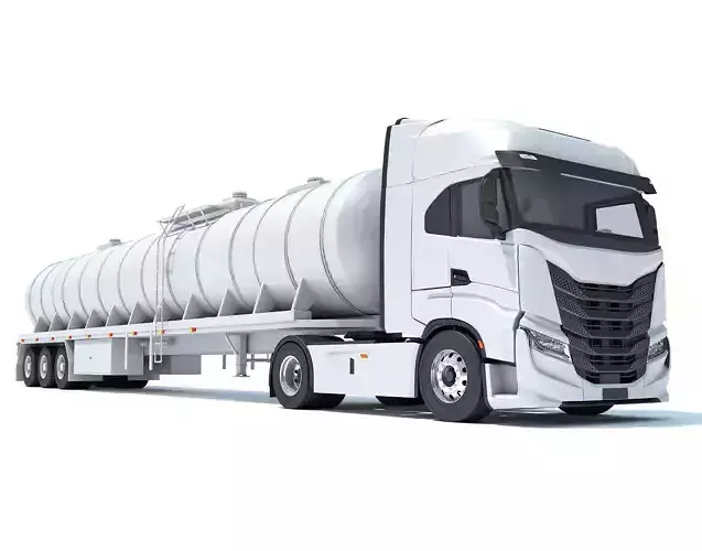 Truck with Tank Semi Trailer 3D model