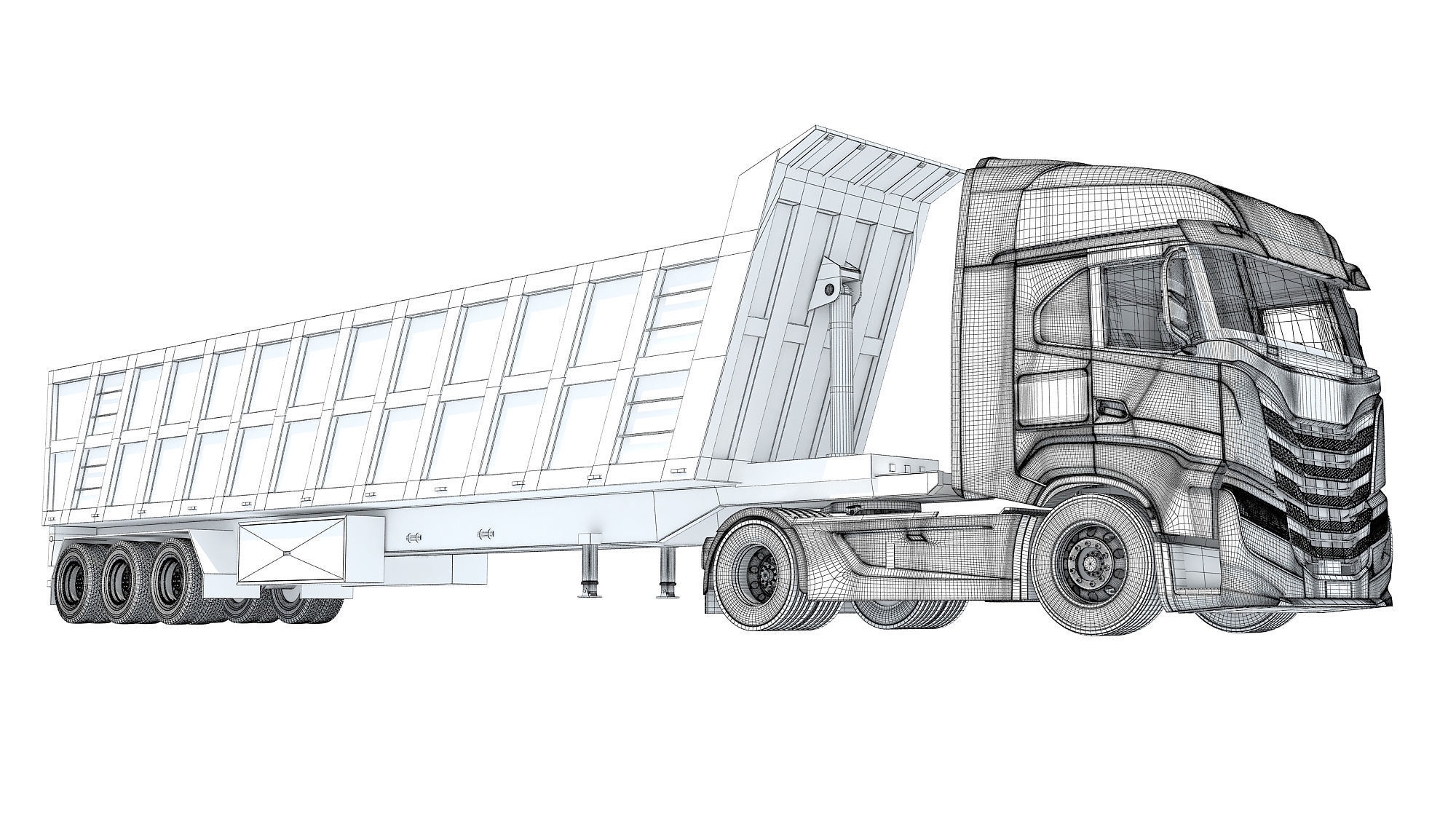 Truck with Tipper Trailer 3D model_20