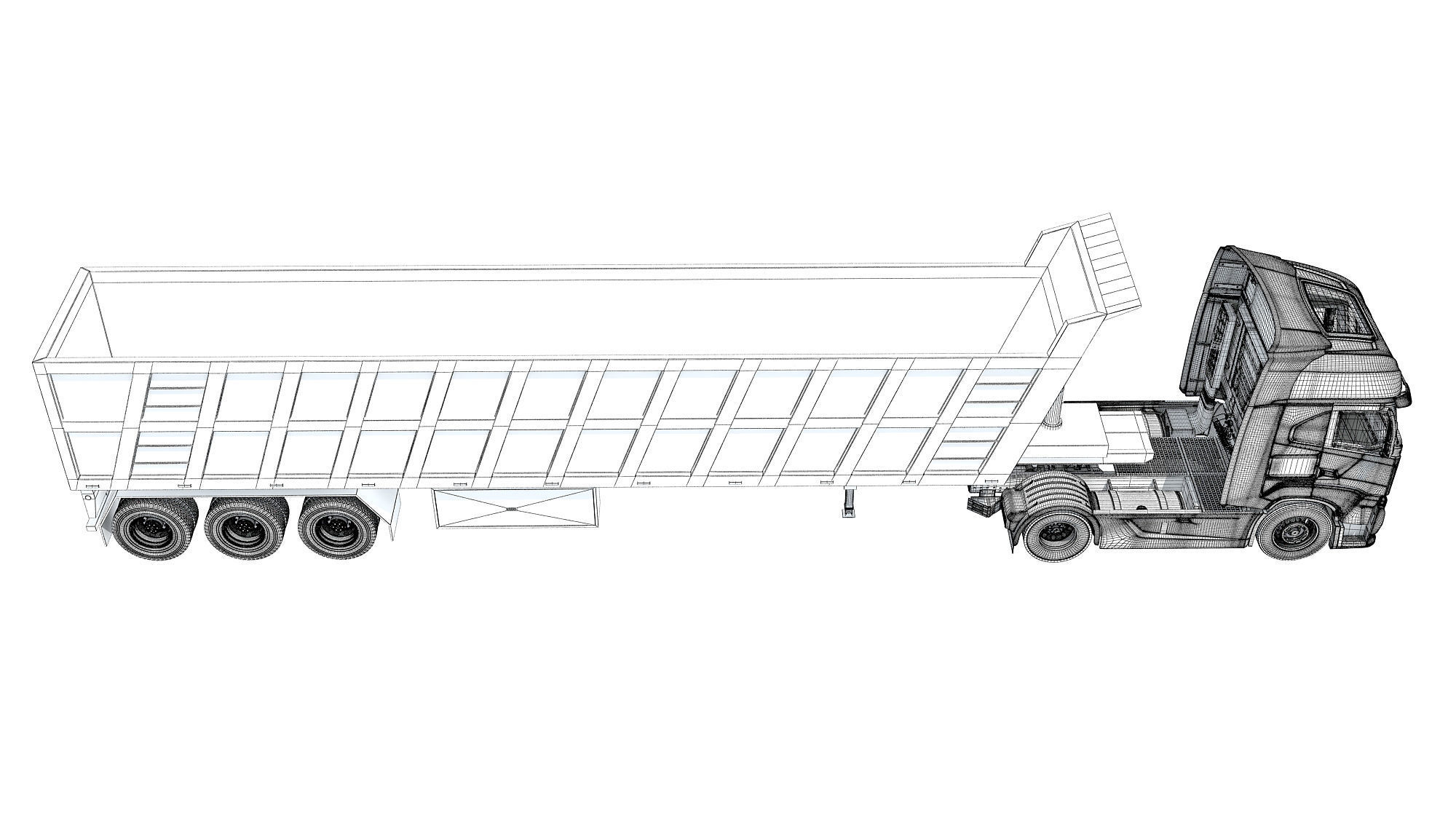 Truck with Tipper Trailer 3D model_19