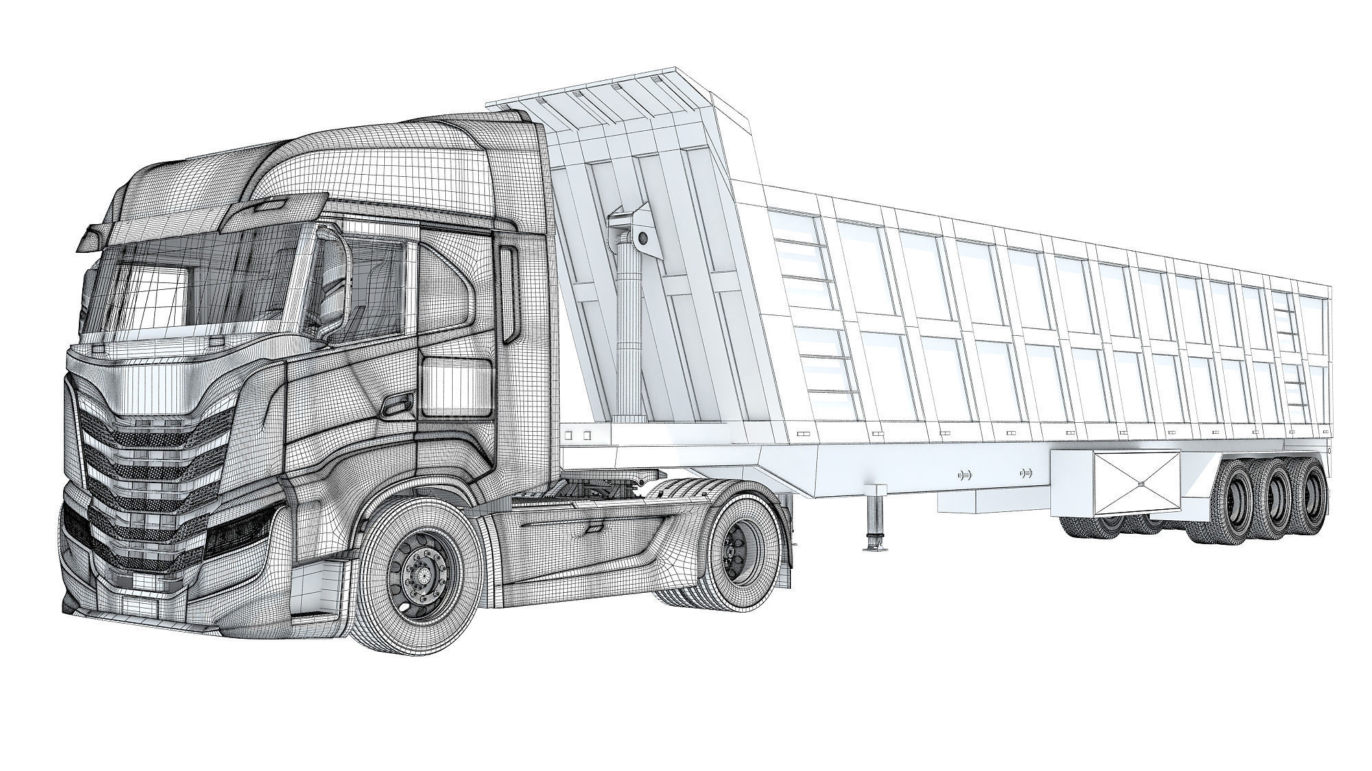 Truck with Tipper Trailer 3D model_17