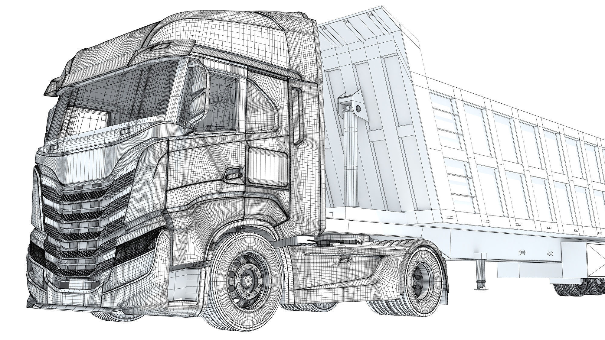 Truck with Tipper Trailer 3D model_21