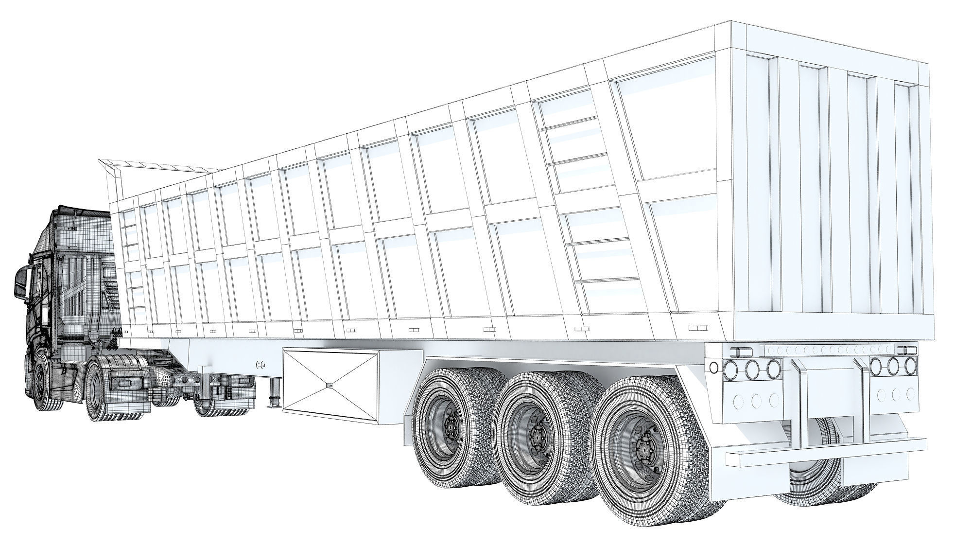 Truck with Tipper Trailer 3D model_18