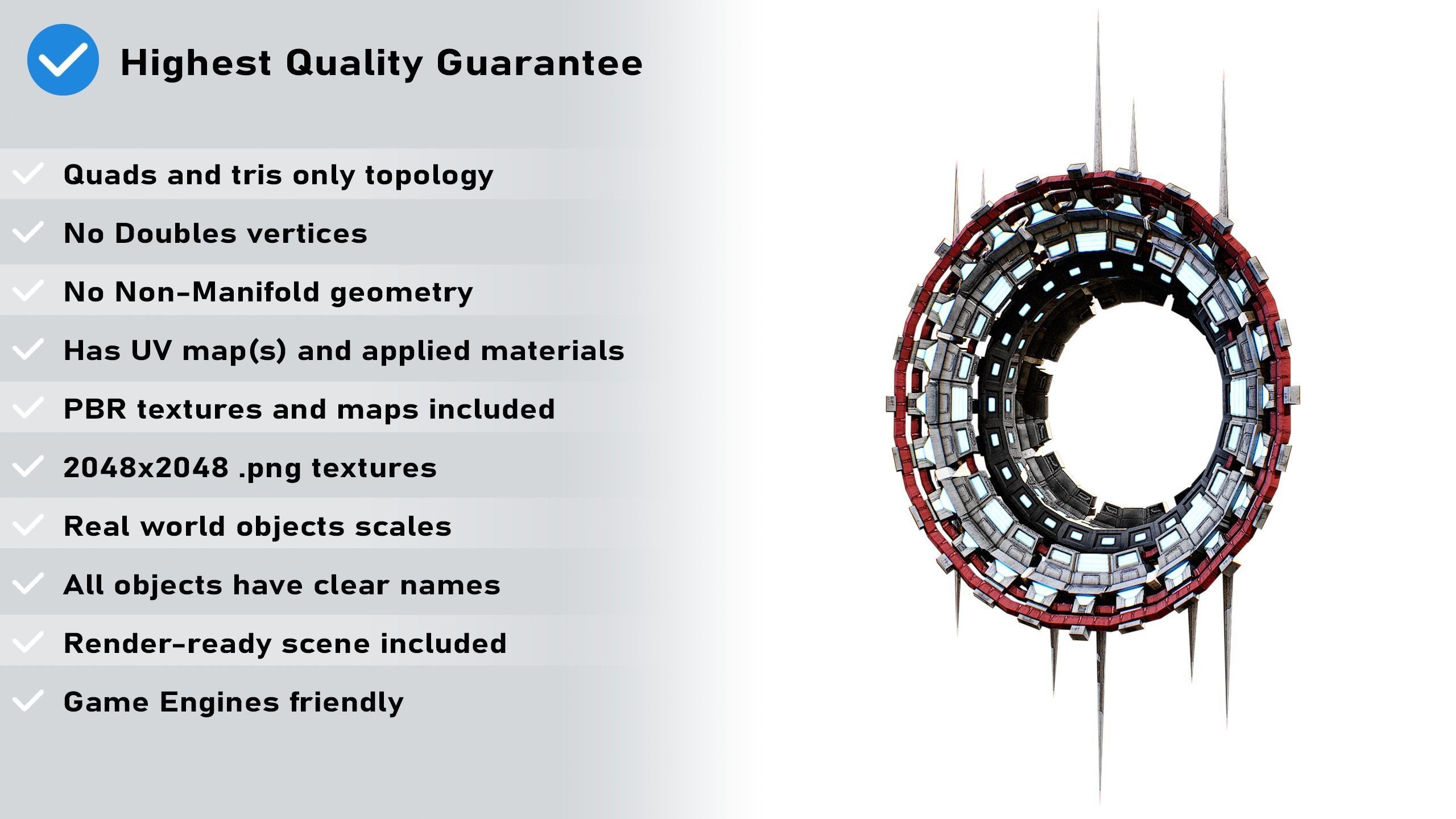 Sci-Fi Star Gates Type 03 PBR Low-poly 3D model_2