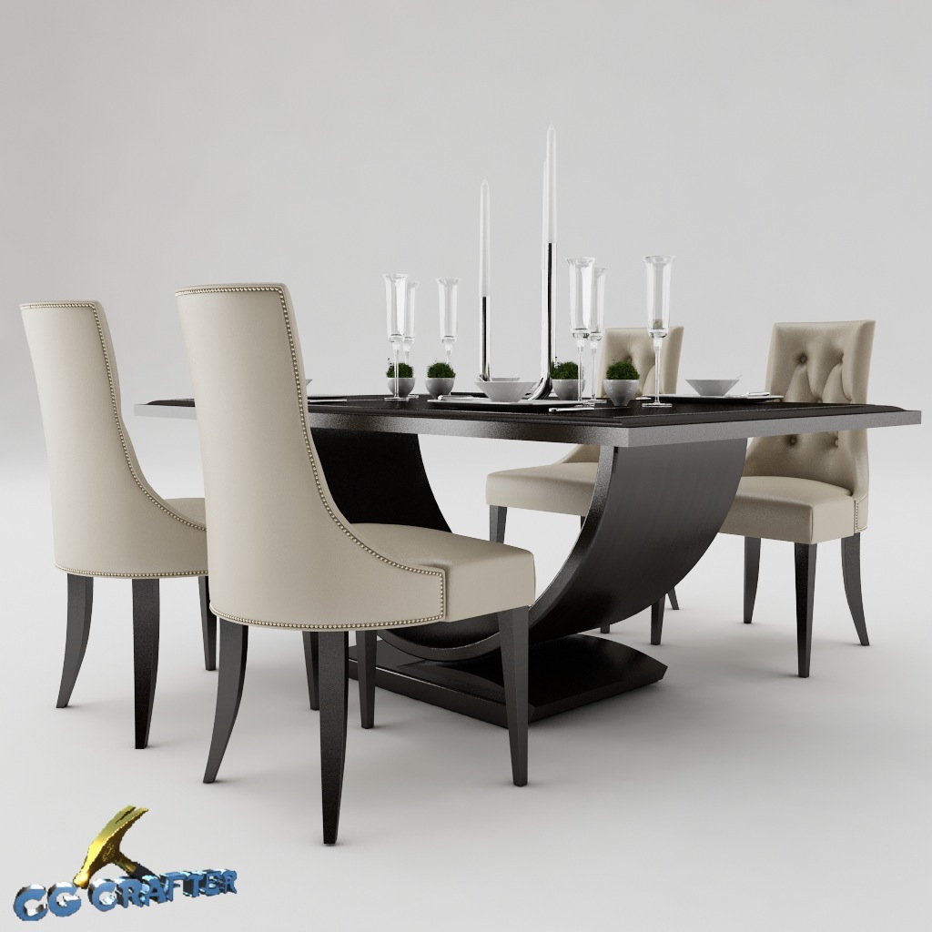 3d Model Dining Table Set Cgtrader Dining Table Set 3d Model Max Obj 3ds Fbx Mtl