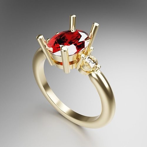 Oval shape diamond ring 3D print model
