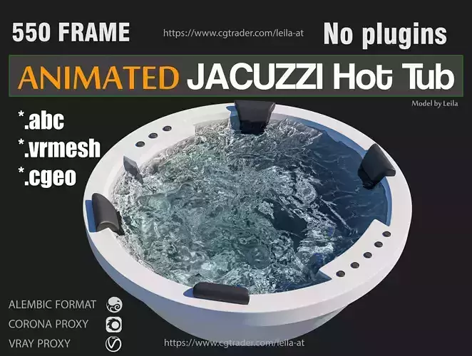 Jacuzzi hot tub spa - ANIMATED  -  550 FRAME Water Simulation