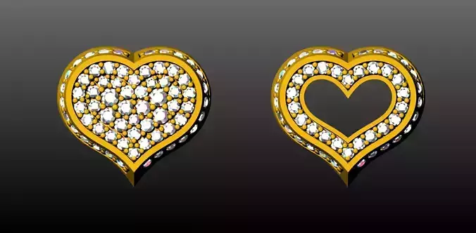 Pave heart diamond earring