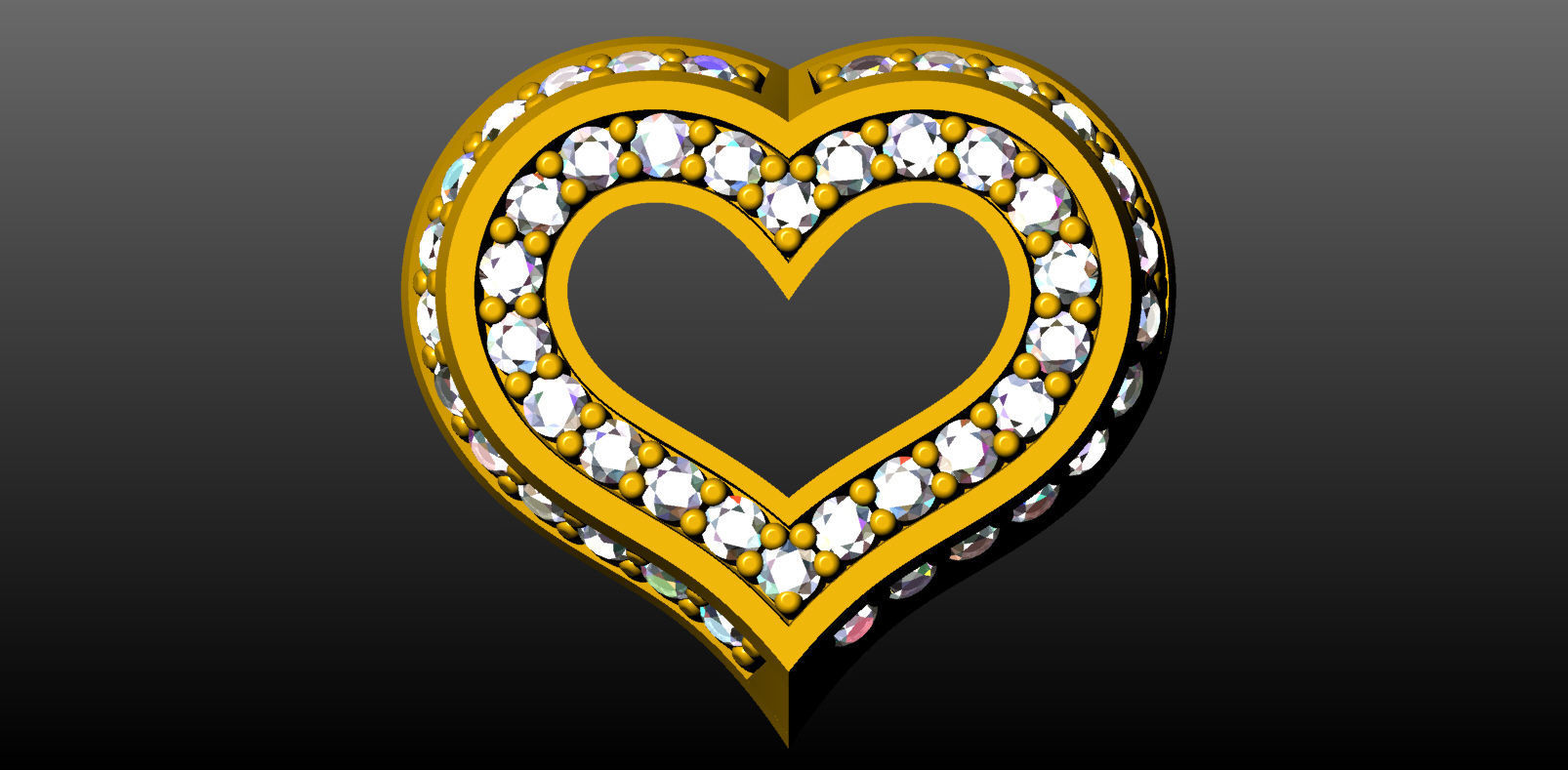 Pave heart diamond earring 3D print model_3